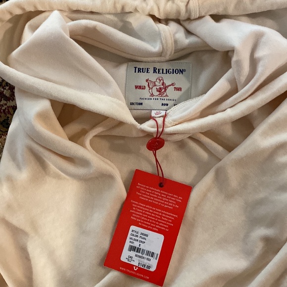 🍂🍁 BRAND NEW WITH TAGS 🏷 TRUE RELIGION PEARL VELOUR CROP TOP - Picture 5 of 5